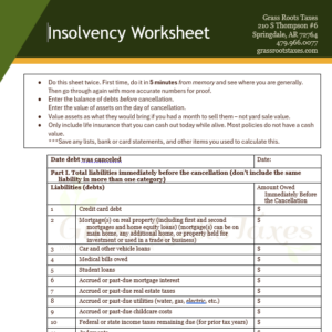 Insolvency Worksheet